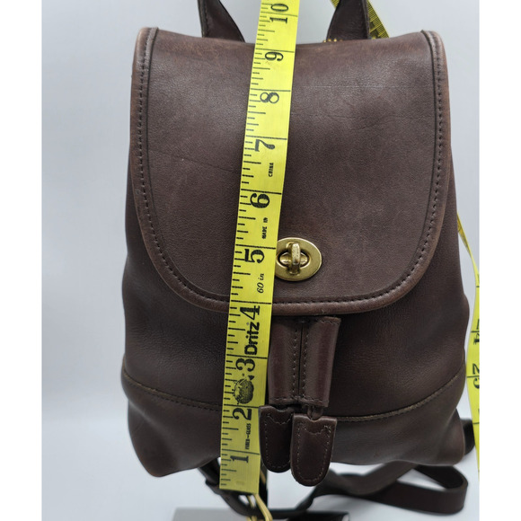 Coach 9960 Vintage Brown Leather Daypack Backpack Turn lock Drawstring & Wallet - Picture 12 of 16